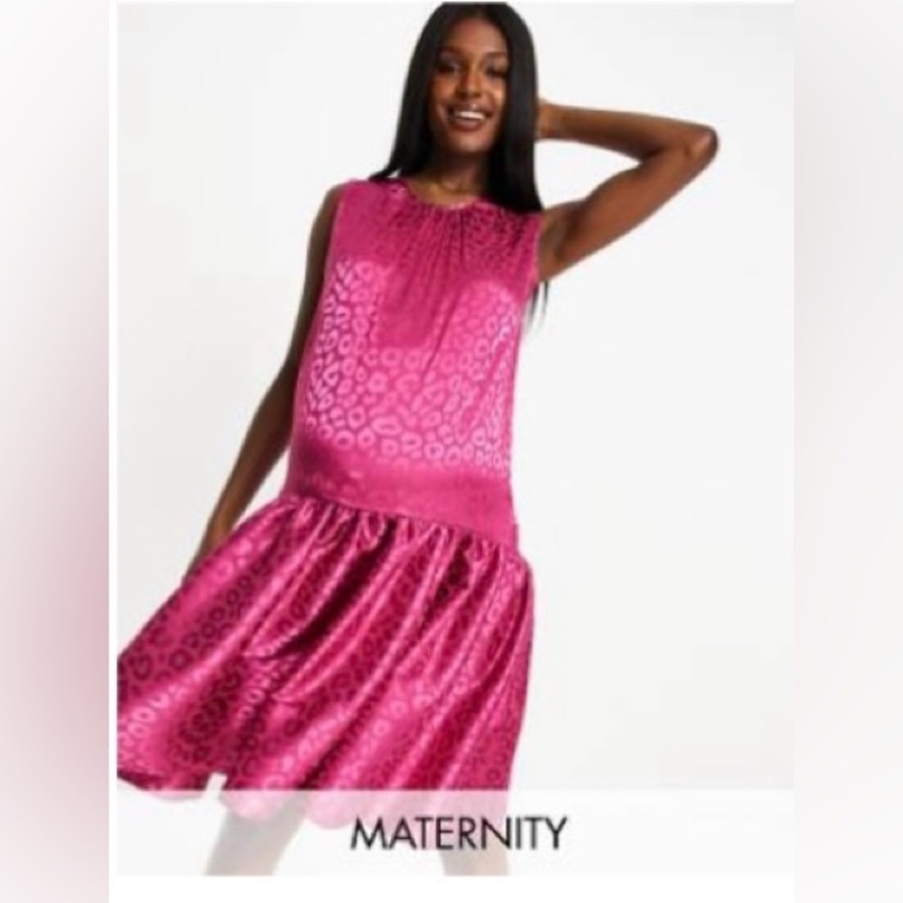 Pink Leopard Print Maternity Dress